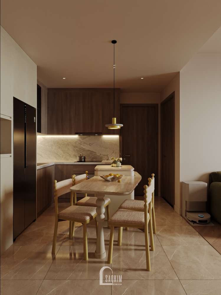 Thiết kế nội thất phòng bếp Lumière Evergreen kết hợp nét hiện đại cùng vẻ đẹp hoài cổ
